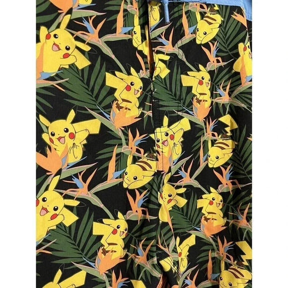 Pokemon Pikachu & Birds Of Paradise Flower Swim Trunks Mens Size Large - Picture 2 of 5